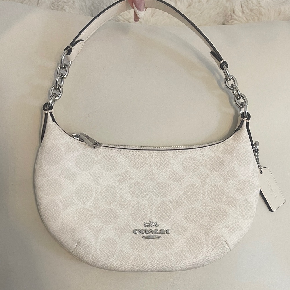 Coach mini Payton Cream Shoulder Bag with Silver Accents